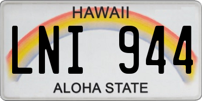 HI license plate LNI944