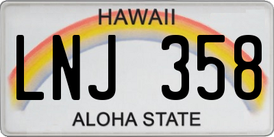 HI license plate LNJ358