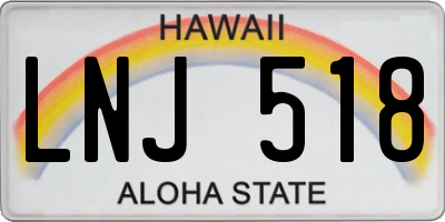 HI license plate LNJ518