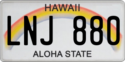 HI license plate LNJ880