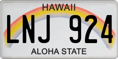 HI license plate LNJ924