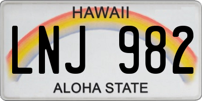 HI license plate LNJ982