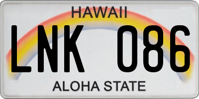 HI license plate LNK086