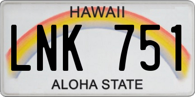 HI license plate LNK751