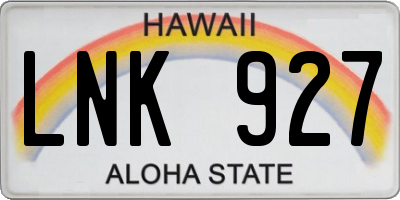 HI license plate LNK927