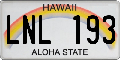 HI license plate LNL193