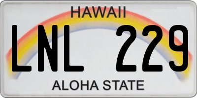 HI license plate LNL229