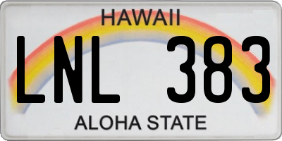 HI license plate LNL383