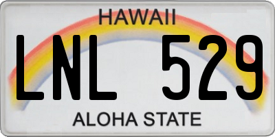 HI license plate LNL529