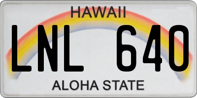 HI license plate LNL640