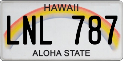 HI license plate LNL787