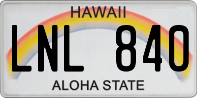 HI license plate LNL840