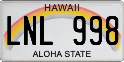 HI license plate LNL998