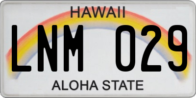 HI license plate LNM029