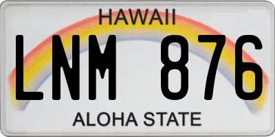 HI license plate LNM876