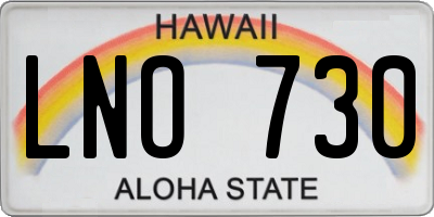 HI license plate LNO730
