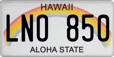 HI license plate LNO850