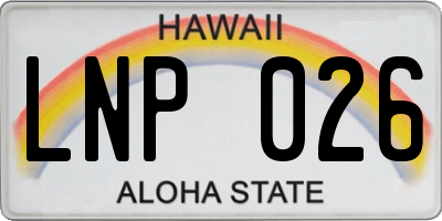 HI license plate LNP026