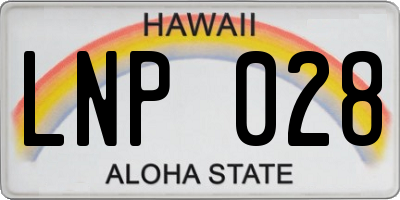 HI license plate LNP028