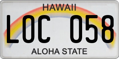 HI license plate LOC058