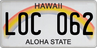 HI license plate LOC062