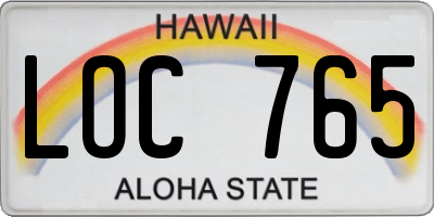 HI license plate LOC765