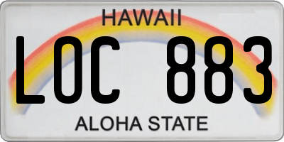 HI license plate LOC883