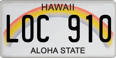 HI license plate LOC910