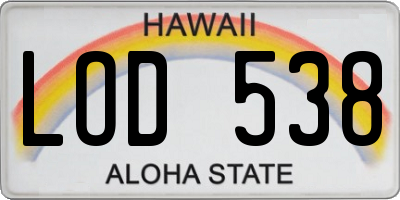 HI license plate LOD538