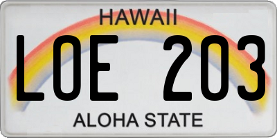 HI license plate LOE203