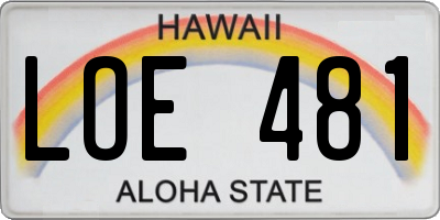HI license plate LOE481