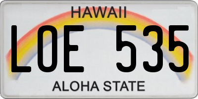 HI license plate LOE535