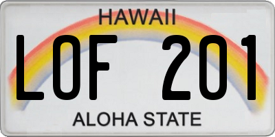 HI license plate LOF201