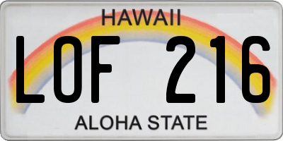 HI license plate LOF216