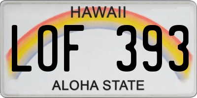 HI license plate LOF393