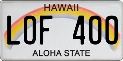 HI license plate LOF400