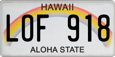 HI license plate LOF918
