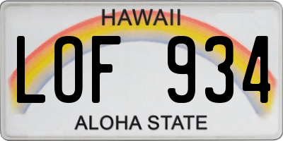 HI license plate LOF934