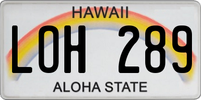 HI license plate LOH289