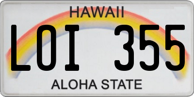 HI license plate LOI355