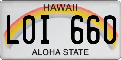 HI license plate LOI660