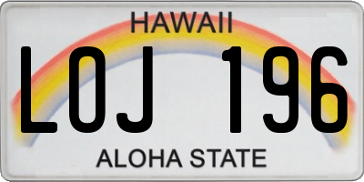 HI license plate LOJ196