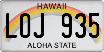 HI license plate LOJ935