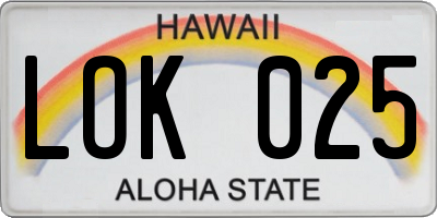 HI license plate LOK025