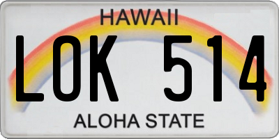 HI license plate LOK514