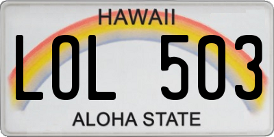 HI license plate LOL503
