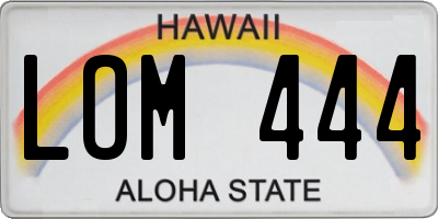 HI license plate LOM444