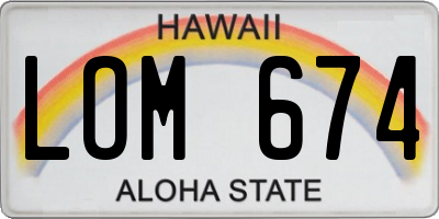 HI license plate LOM674