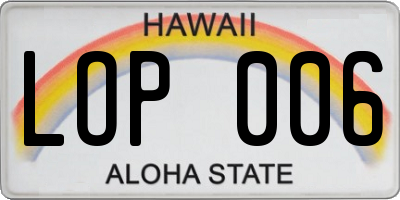 HI license plate LOP006