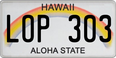 HI license plate LOP303